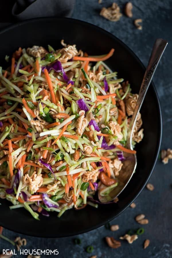 This sweet and crunchy Asian Ramen Broccoli Slaw is the perfect side for Sunday dinner or your next barbecue party!