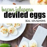 Bacon Jalapeno Deviled Eggs are a delicious dish that adds a kick to the traditional spring, summer, or Easter appetizer!