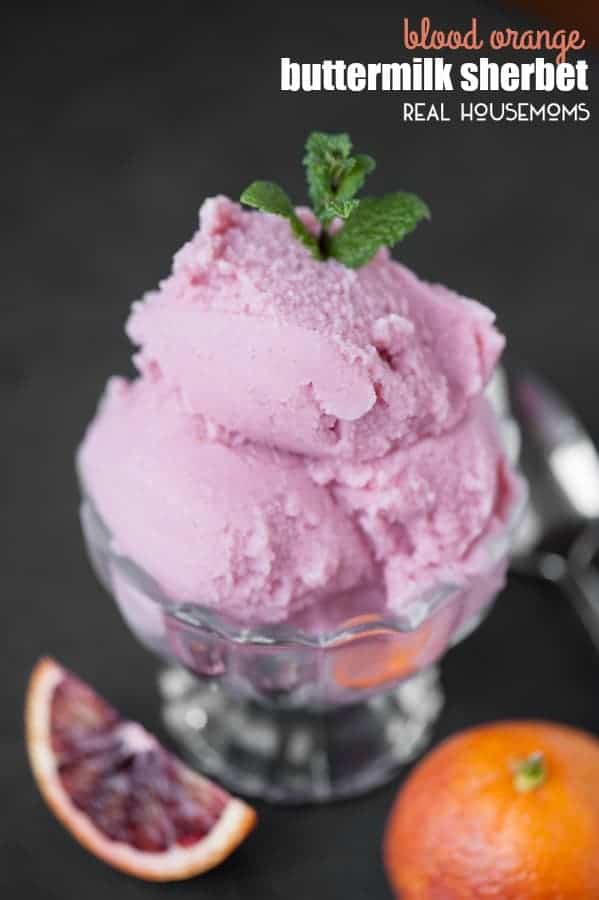 Four simple ingredients transform into this gorgeous, sweet, tangy and vibrant frozen dessert, creating a delicious BLOOD ORANGE BUTTERMILK SHERBET!