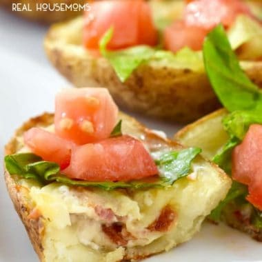 These BLT POTATO SKINS are crazy easy and make a perfect party appetizer with that classic flavor combo that's always a hit!