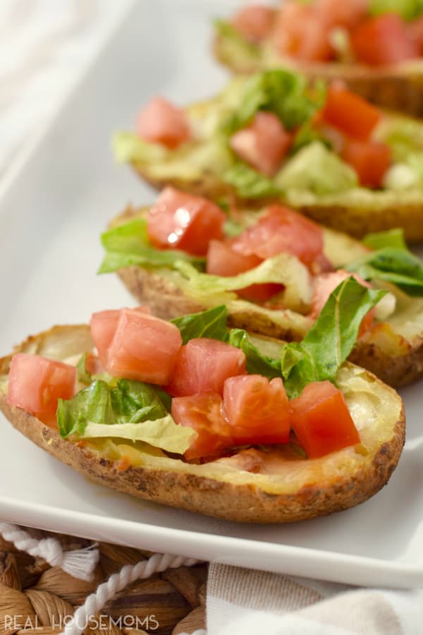 These BLT POTATO SKINS are crazy easy and make a perfect party appetizer with that classic flavor combo that's always a hit!
