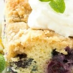 This buttery BLUEBERRY LEMON COFFEE CAKE is bursting with fresh berries and finished off with a crumble topping. It's the perfect addition to any brunch menu!