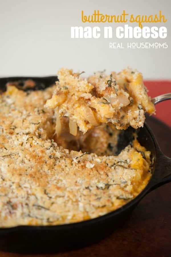 This BUTTERNUT SQUASH MAC N CHEESE combines all the wonderful fall flavors of roasted squash, sage, and onion with the comforts of pasta and cheese!