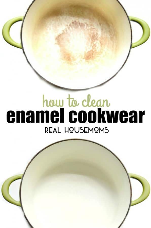 If your enamel cookware is stained or has burnt on food on the bottom here is HOW TO CLEAN ENAMEL COOKWARE, so it's bright and white again!
