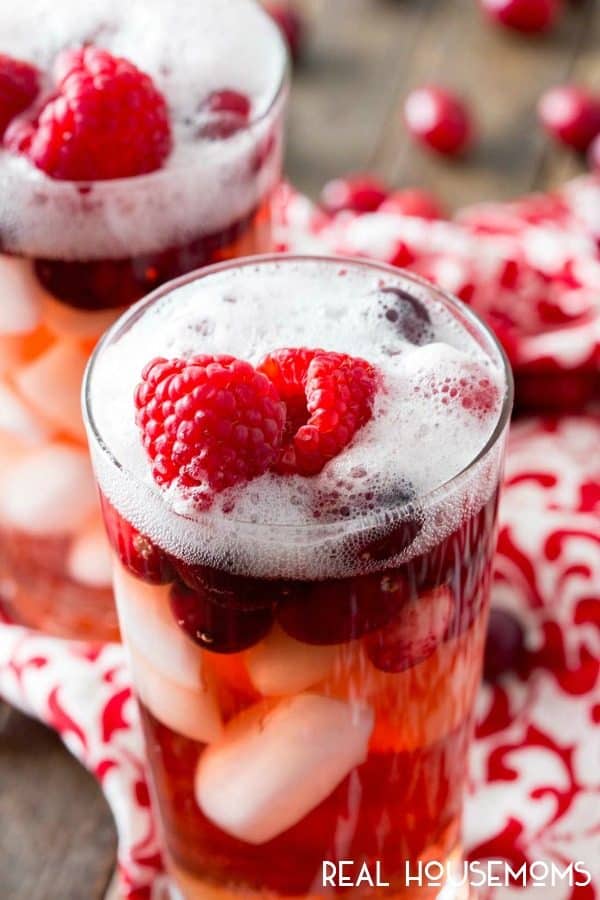SPARKLING CRAN-RASPBERRY PUNCH is the perfect combination of sweet and tart! This easy punch is ideal for parties, brunch, or a night in with friends! RECIPE-->