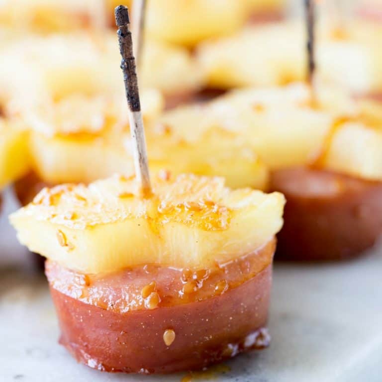 These Glazed Kielbasa Bites are the perfect make ahead, bite-sized appetizer. It has a sweet and salty flavor that people can't stop eating!
