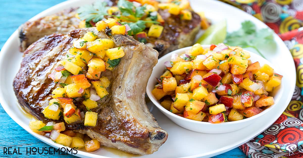 Grilled Pork Chops With Peach Salsa ⋆ Real Housemoms