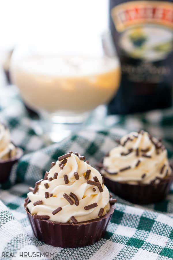These Irish Cream Mousse Cups are an easy, 5-ingredient recipe, that's perfect for St. Patrick's Day!