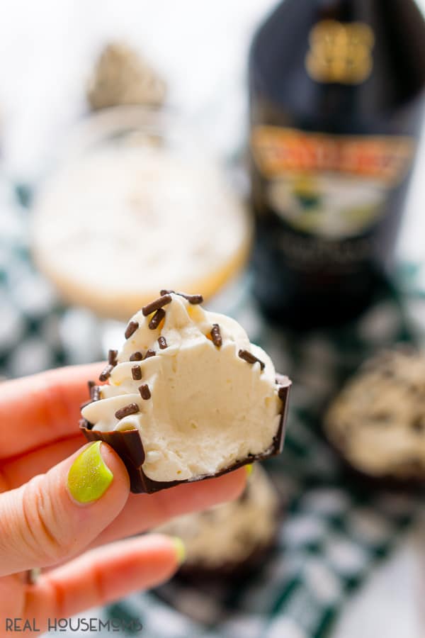 These Irish Cream Mousse Cups are an easy, 5-ingredient recipe, that's perfect for St. Patrick's Day!