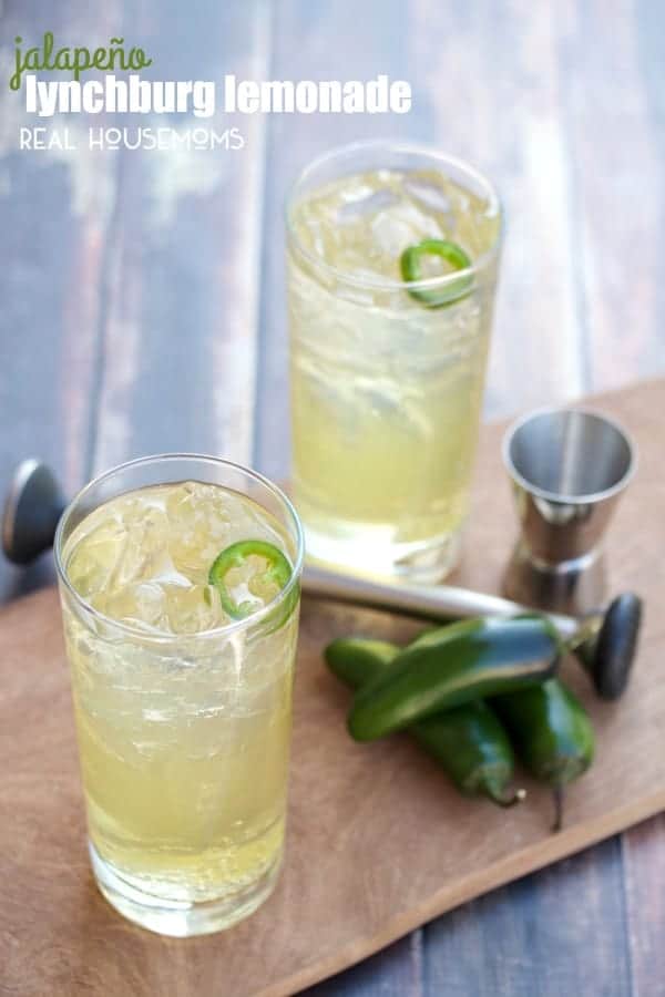 This slightly spicy JALAPEÑO LYNCHBURG LEMONADE is a balanced combo of sweet and sour. Perfect for sipping on the patio or by the pool!