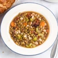 Hearty, healthy, and packed with flavor Leftover Ham Soup with Lentils is comfort food that you can feel good about! Raid your pantry and get cooking!