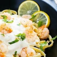 This creamy LEMON GARLIC SHRIMP FETTUCCINE is easy to whip up and so tasty!