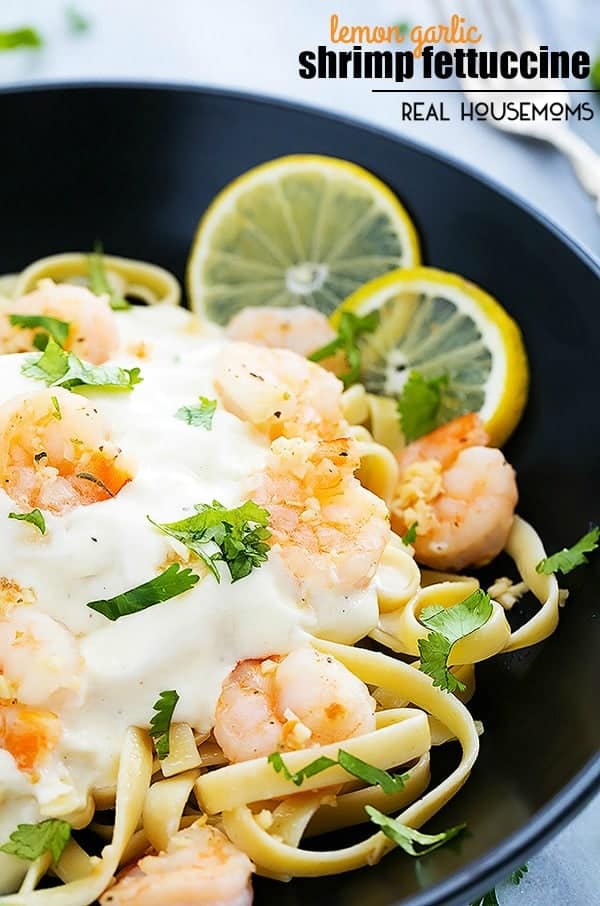 This creamy LEMON GARLIC SHRIMP FETTUCCINE is easy to whip up and so tasty! 