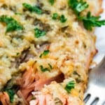 Easy 20-minute baked PARMESAN HERB SALMON with a savory parmesan cheese crust makes the perfect no-fuss weeknight meal!