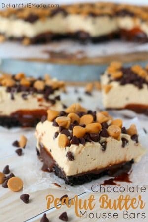 Chocolate Peanut Butter Mousse Bars by Delightful E Made