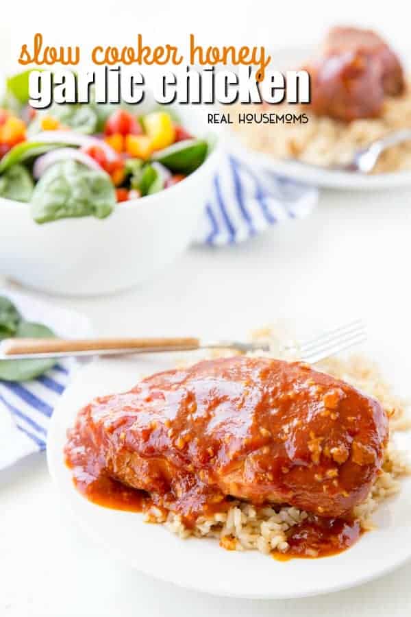 Slow Cooker Honey Garlic Chicken is an easy dinner that can be put together fast, letting you walk away and forget about it. It