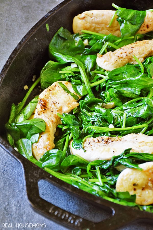 SPINACH PARMESAN PASTA WITH CHICKEN is an easy, 30-minute meal perfect for those nights when dinner sneaks up on you!