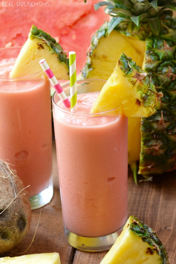 This WATERMELON COLADA is delicious, refreshing, easy to make, and SUCH the perfect summer cocktail!